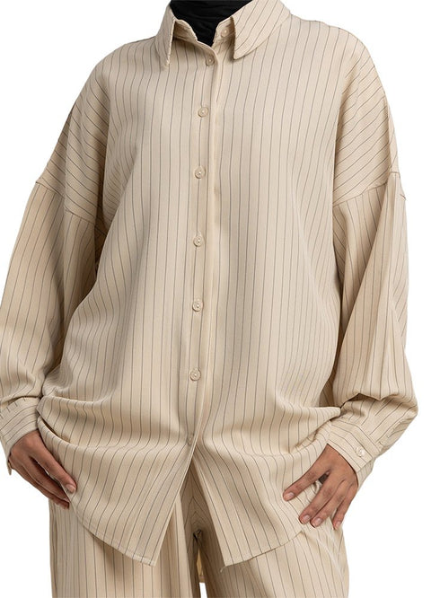 Beige Striped Suit - Khotwh