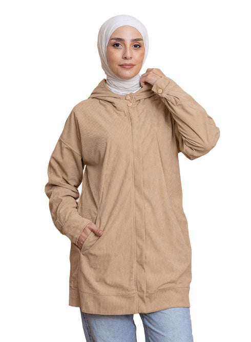 Beige Velvet SW - Zipper - Khotwh