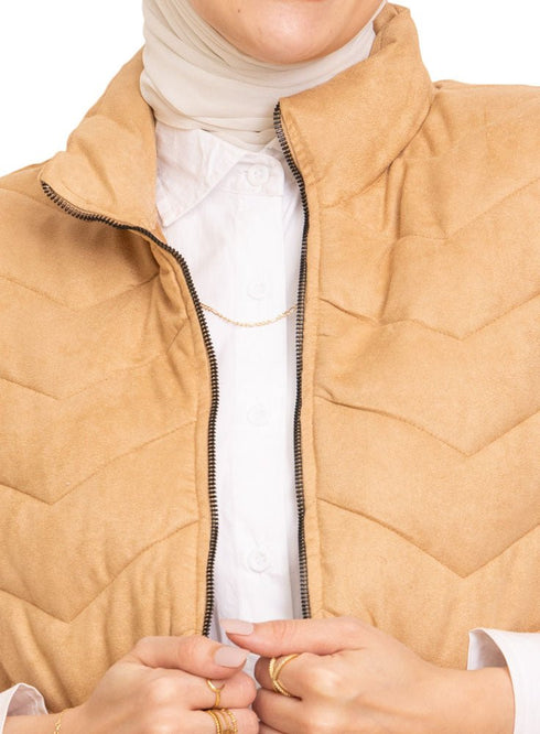 Beige Velvet Vest - Khotwh