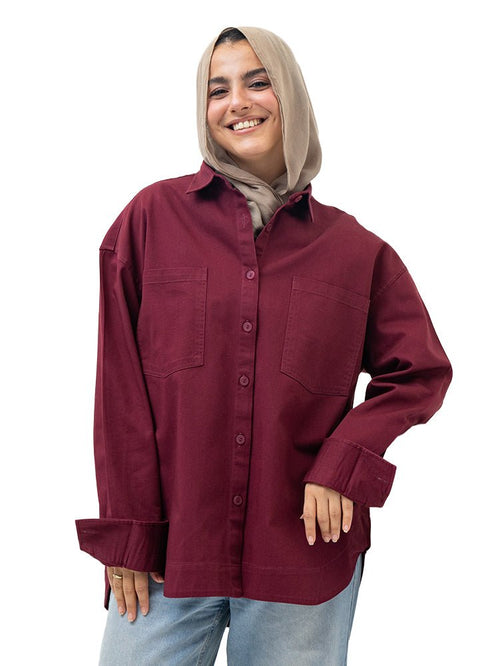 Bergundy Cur - Gabardine Shirt - Khotwh