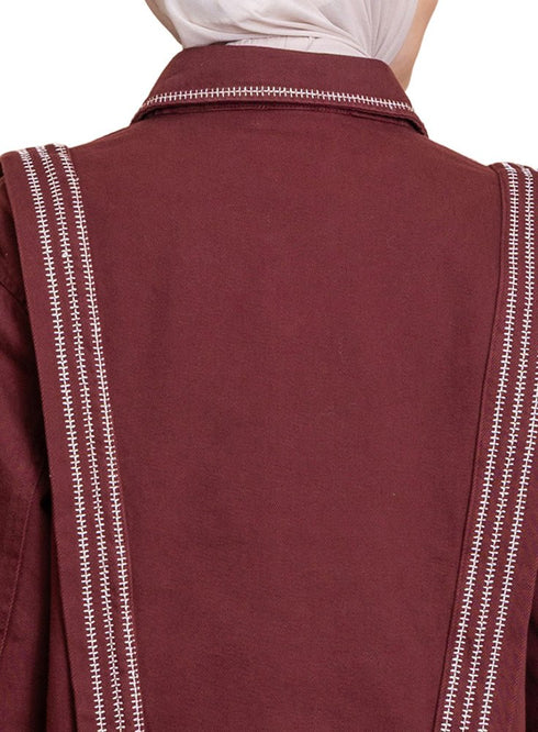 Bergundy Gabardine Jacket 1 - Khotwh