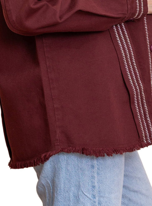 Bergundy Gabardine Jacket 1 - Khotwh