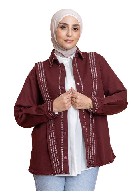 Bergundy Gabardine Jacket 1 - Khotwh