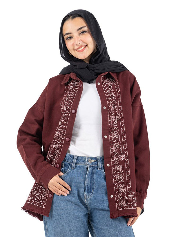 Bergundy Gabardine Jacket 2 - Khotwh