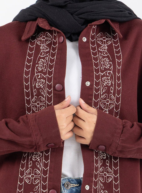 Bergundy Gabardine Jacket 2 - Khotwh