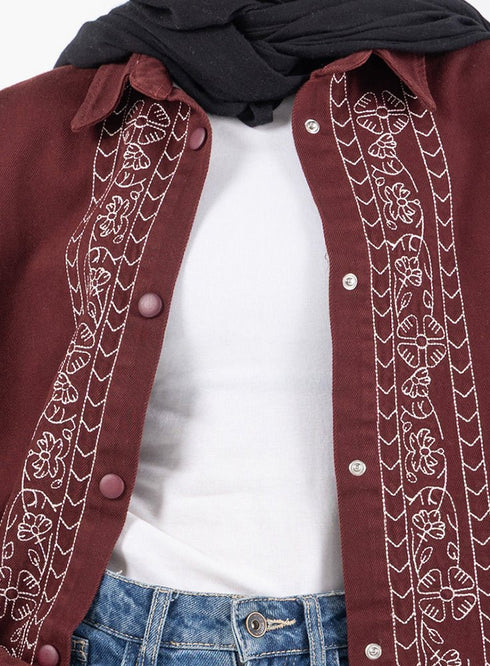 Bergundy Gabardine Jacket 2 - Khotwh