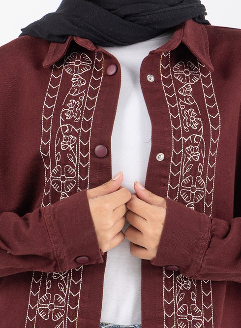 Bergundy Gabardine Jacket 2 - Khotwh