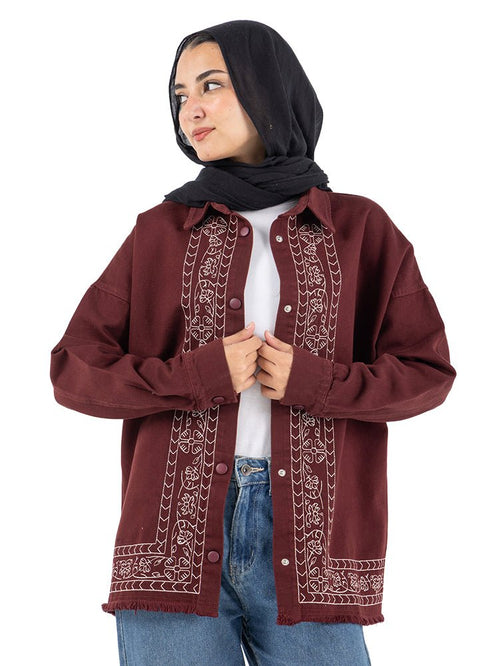 Bergundy Gabardine Jacket 2 - Khotwh