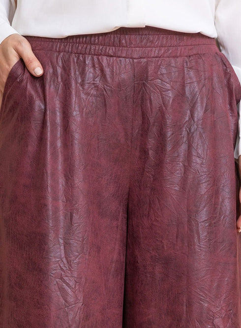 Bergundy Leather Pants - Khotwh
