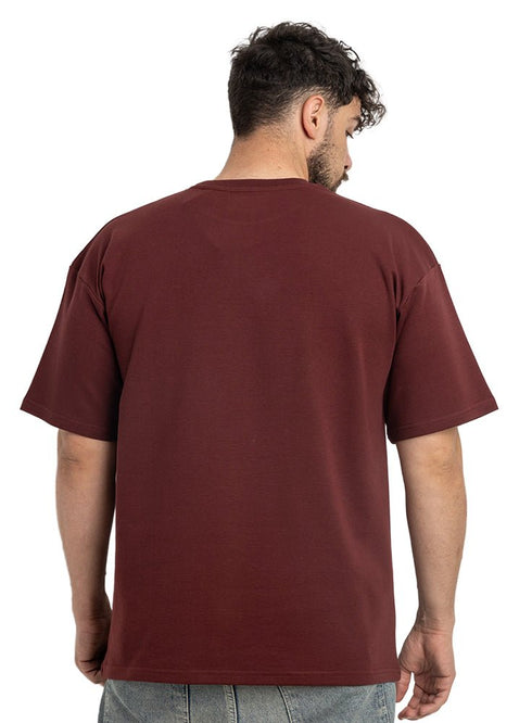 Bergundy NP - Over Size Round T-Shirt - Khotwh