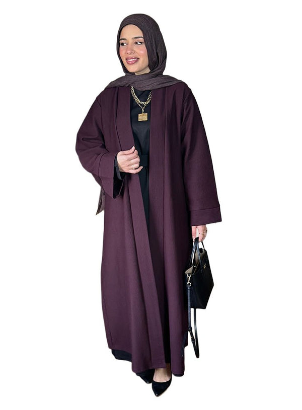 Bergundy Ribbed Long Cardigan - Khotwh