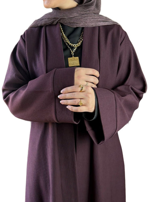 Bergundy Ribbed Long Cardigan - Khotwh