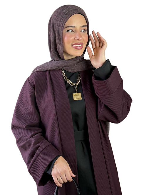 Bergundy Ribbed Long Cardigan - Khotwh