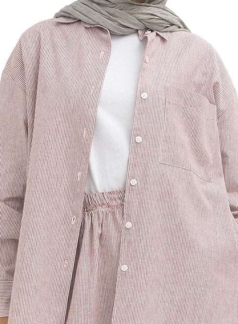 Bergundy Striped linen Suit - Khotwh