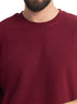 Bergundy UpSide Sleeve -Crunchy-Oversize Round T-Shirt - Khotwh