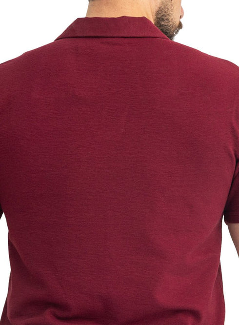 Bergundy V-Neck Crunchy-Oversize T-Shirt - Khotwh