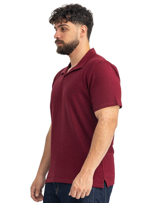 Bergundy V-Neck Crunchy-Oversize T-Shirt - Khotwh