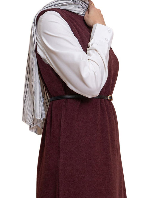 Bergundy W - Sleeveless Dress - Khotwh