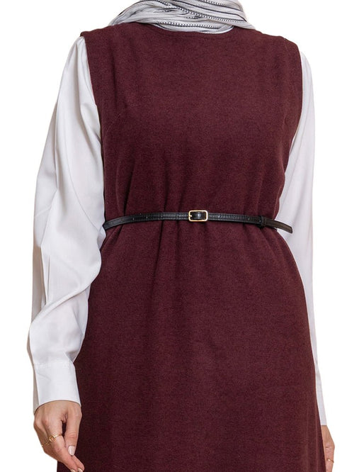 Bergundy W - Sleeveless Dress - Khotwh