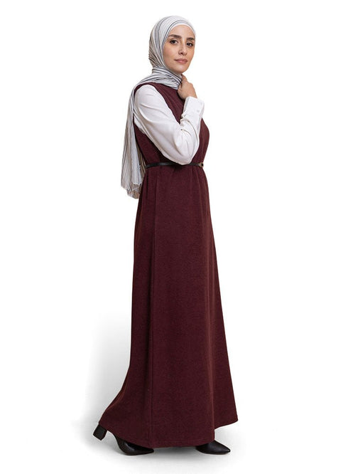 Bergundy W - Sleeveless Dress - Khotwh