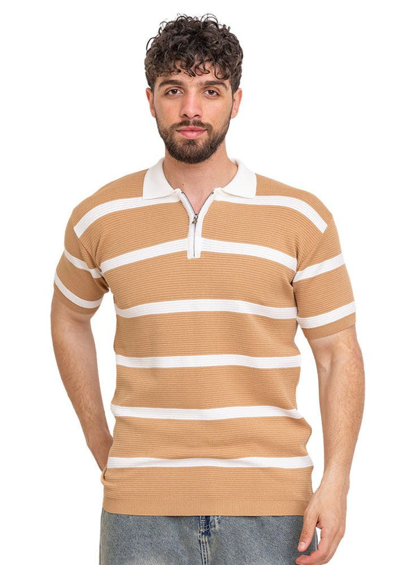 Biscuit Design 01020Knit Polo Neck Zipper - T-Shirt - Khotwh