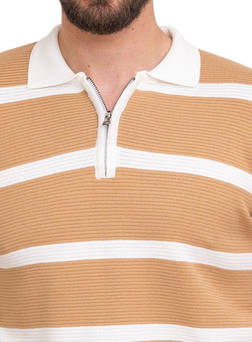 Biscuit Design 01020Knit Polo Neck Zipper - T-Shirt - Khotwh