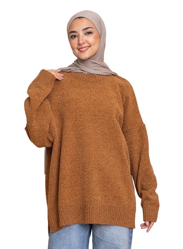 Biscuit Velvet V - Over Size Pullover - Khotwh