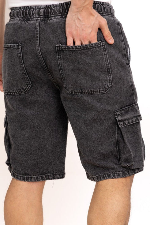 Black 1 Cargo Denim Short - Khotwh