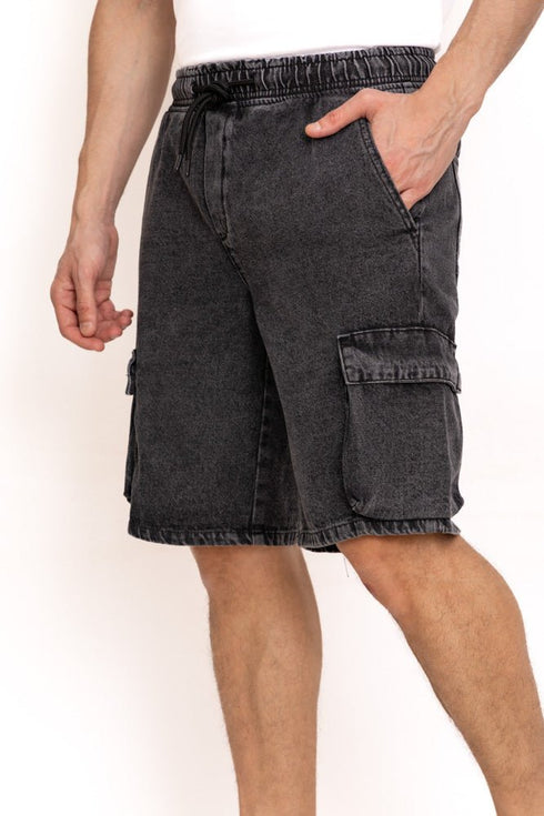 Black 1 Cargo Denim Short - Khotwh