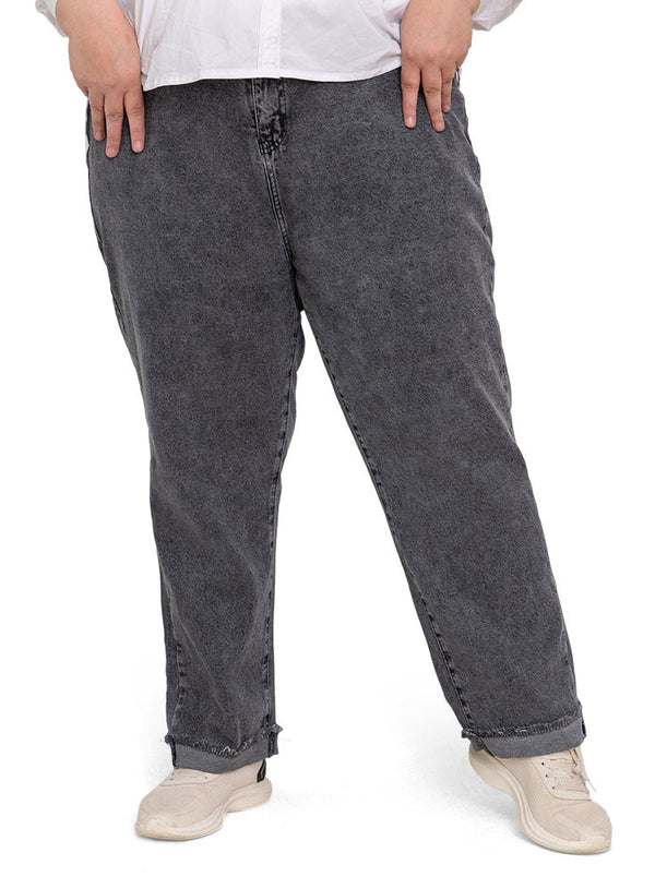 Black 1 Plus Size - Momfit Jeans - Khotwh