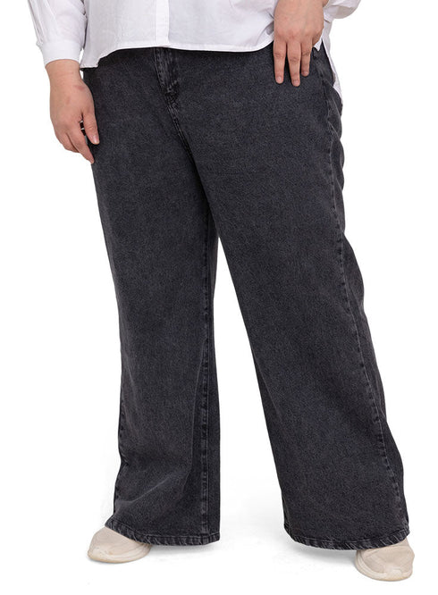Black 2 Plus Size - Wide Jeans - Khotwh