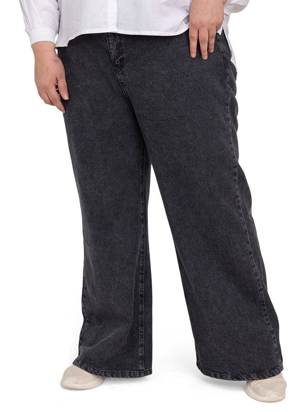 Black 2 Plus Size - Wide Jeans - Khotwh