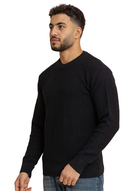 Black Basic Round Pullover - Khotwh