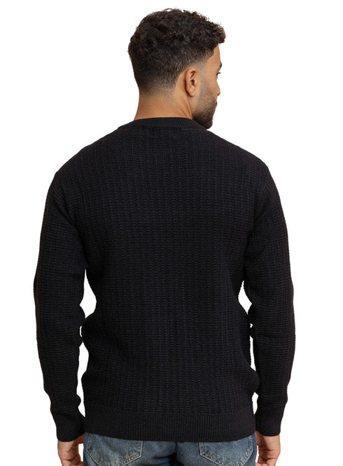 Black Basic Round Pullover - Khotwh