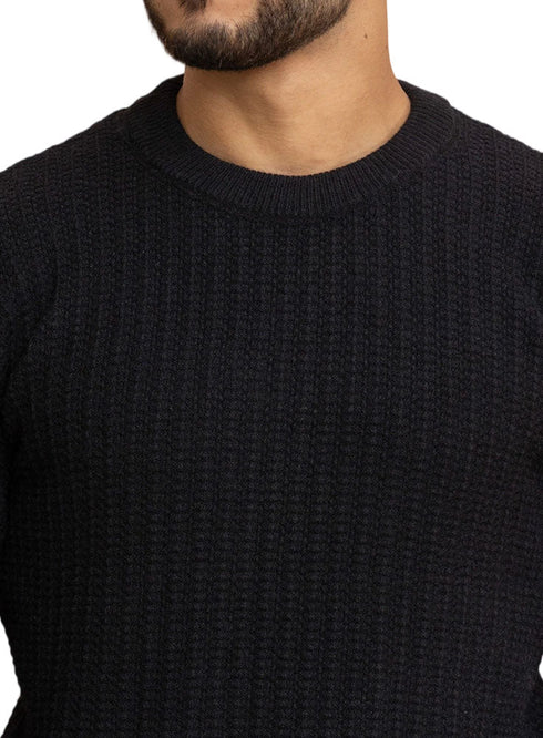 Black Basic Round Pullover - Khotwh