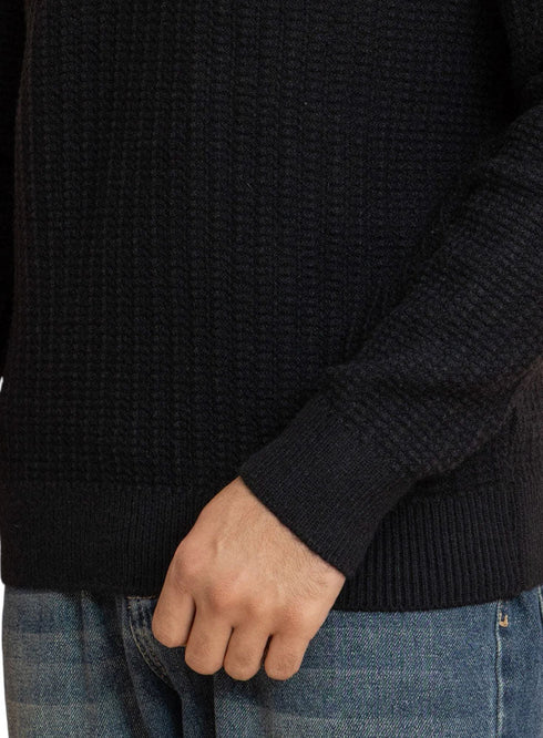 Black Basic Round Pullover - Khotwh