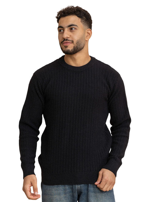 Black Basic Round Pullover - Khotwh