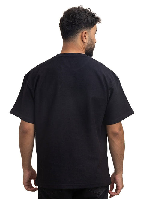 Black Crunchy - Oversize Round T-Shirt - Khotwh