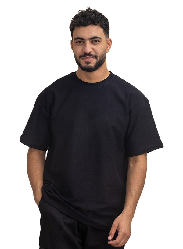 Black Crunchy - Oversize Round T-Shirt - Khotwh