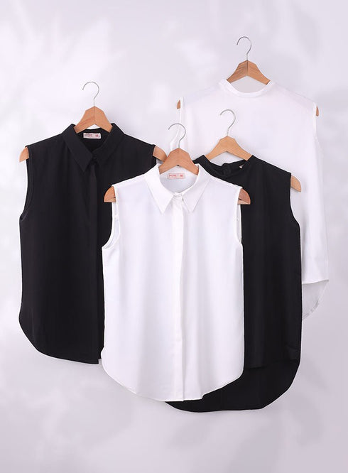 Black Cur - Sleeveless Basic Shirt - Khotwh