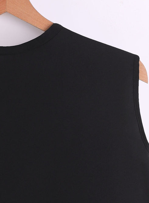Black Cur - Sleeveless Basic Shirt - Khotwh