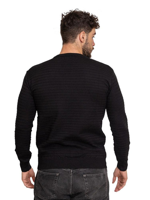 Black D - Round Striped Pullover - Khotwh