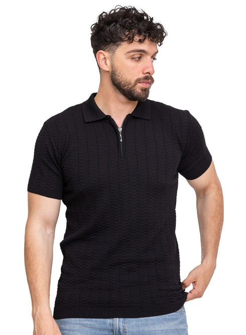 Black Design 01014Knit Polo Neck - T-Shirt - Khotwh