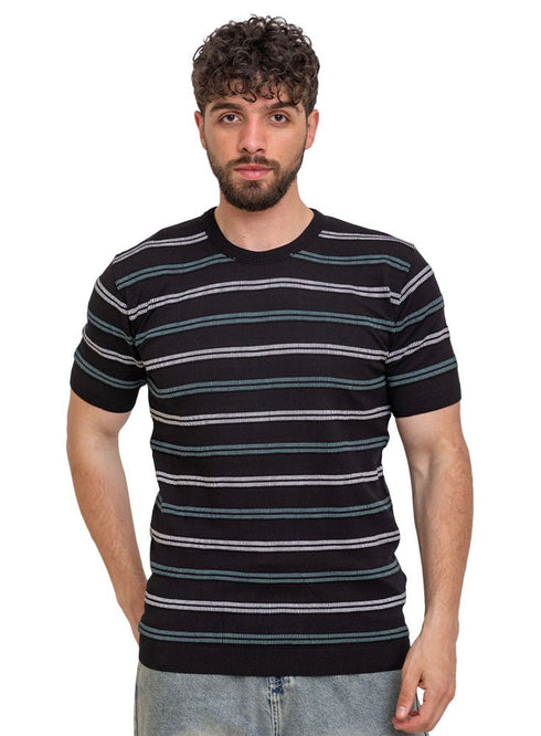 Black Design 01017Knit Rount T-Shirt - Khotwh