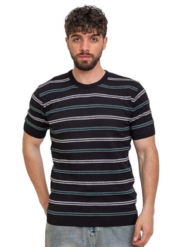 Black Design 01017Knit Rount T-Shirt - Khotwh
