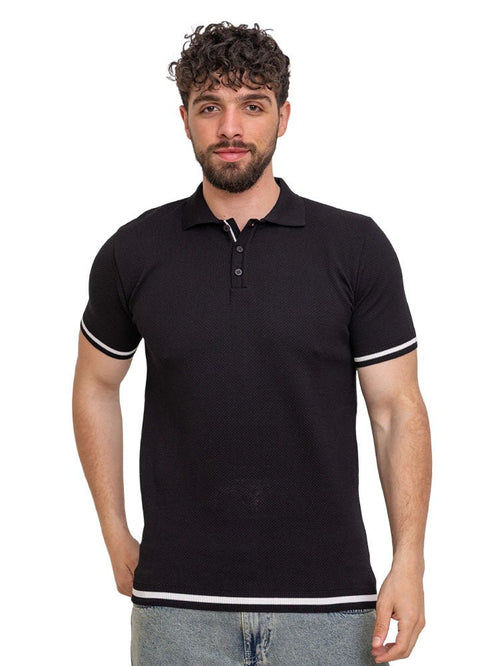 Black Design 01018Knit Polo Neck - T-Shirt - Khotwh