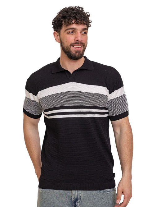 Black Design 01021Knit Polo Neck - T-Shirt - Khotwh
