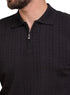 Black Design 01022Knit Polo Neck Zipper - T-Shirt - Khotwh