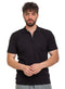 Black Design 01024Knit Polo Neck Zipper - T-Shirt - Khotwh