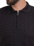 Black Design 01040Knit Polo Neck Zipper - T-Shirt - Khotwh